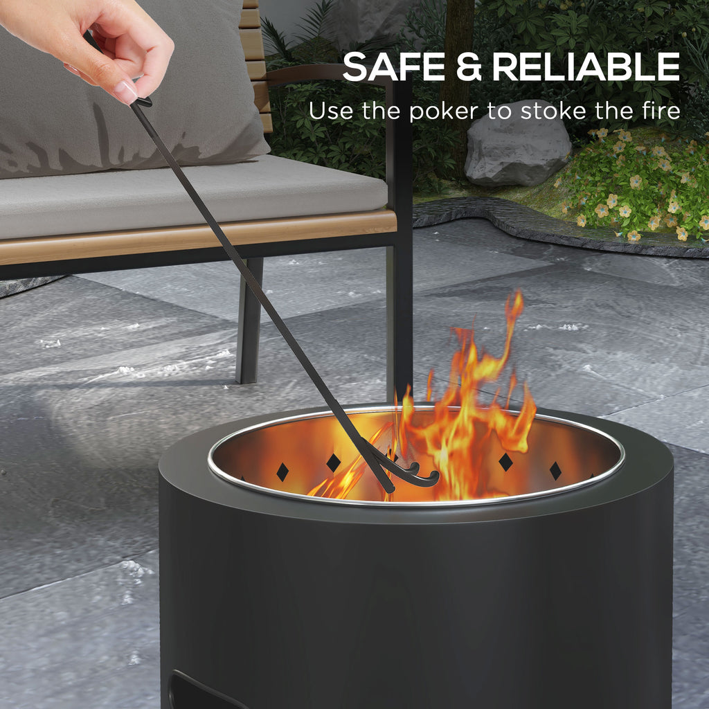 Outdoor Fire Pit with Secondary Combustion System for Clean Burning