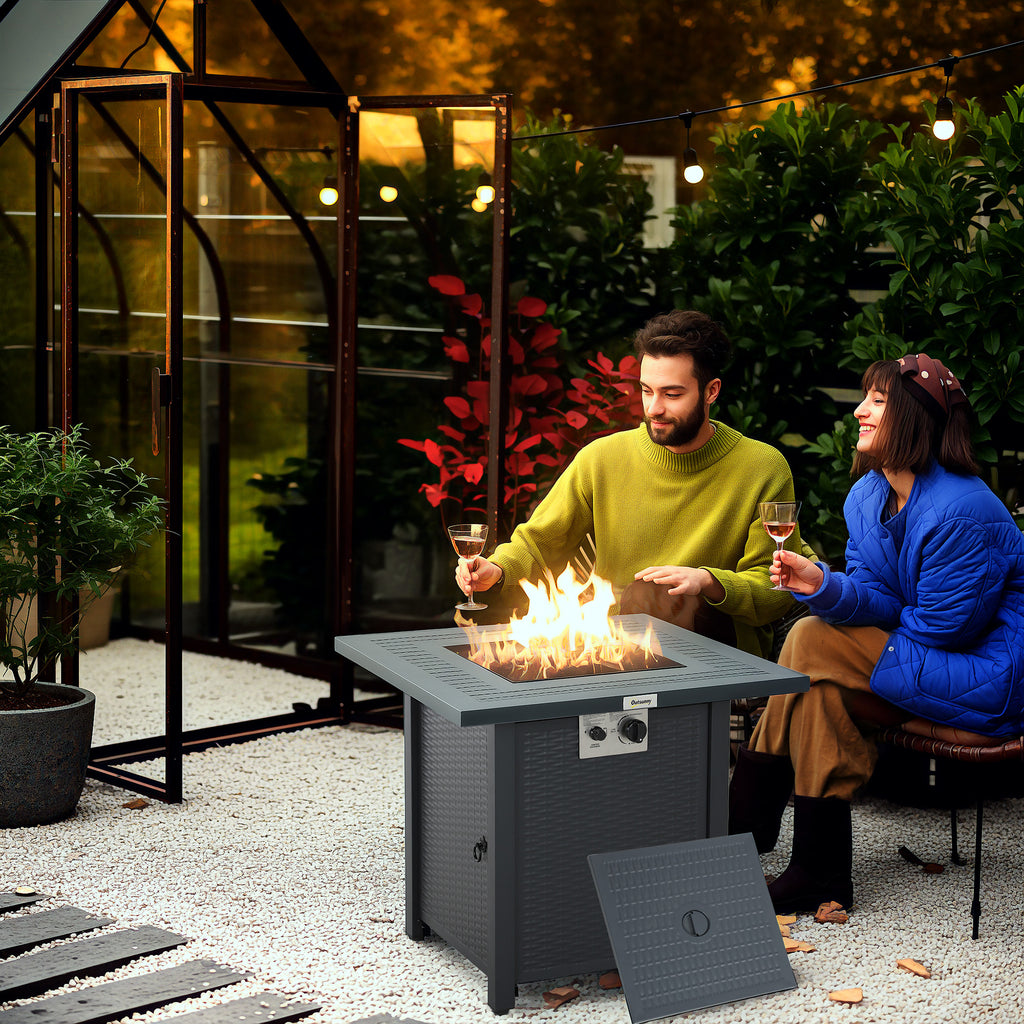 Stainless Steel 40000 BTU Fire Pit Table - Stylish Heat & Functionality