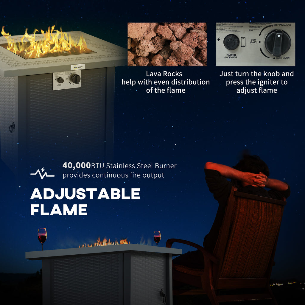 Stainless Steel 40000 BTU Fire Pit Table - Stylish Heat & Functionality