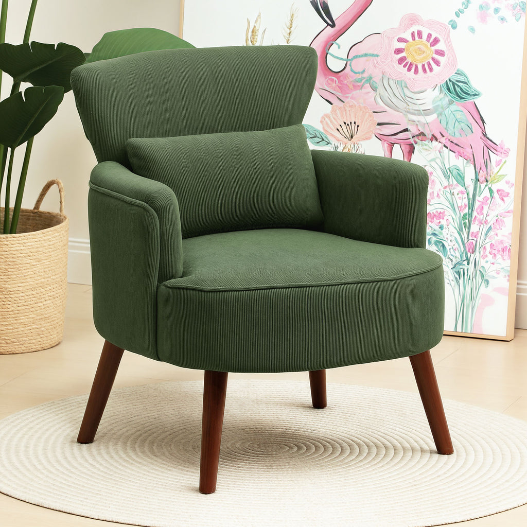 HOMCOM Armchair with Padded Seat and Backrest for Living Room, Green