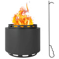 Outsunny 48.5cm Smokeless Wood Burning Firepit Metal Fire Pit, Dark Grey