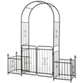 Outsunny Metal Garden Arbor Arch Gate w/ 2 Side Planter Boxes & Vine Frame