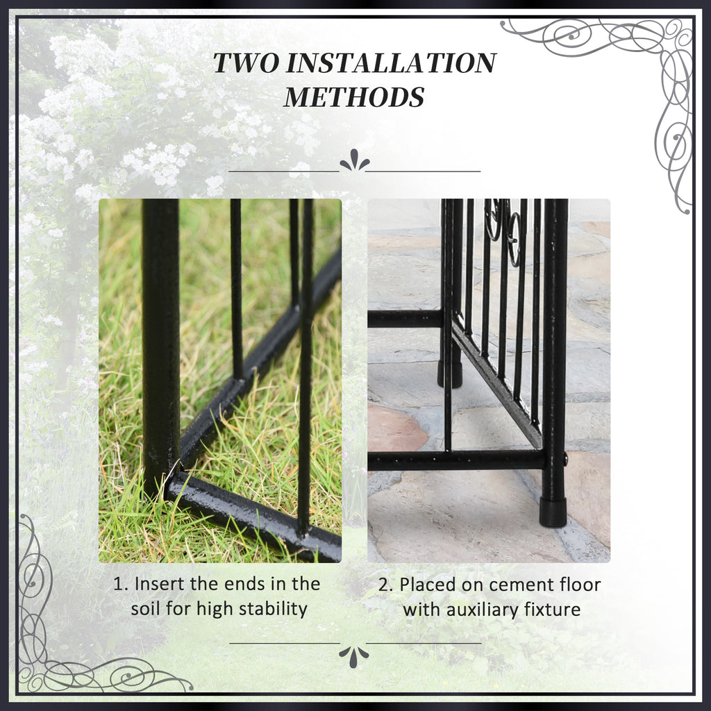 Outsunny Metal Garden Arbor Arch Gate w/ 2 Side Planter Boxes & Vine Frame