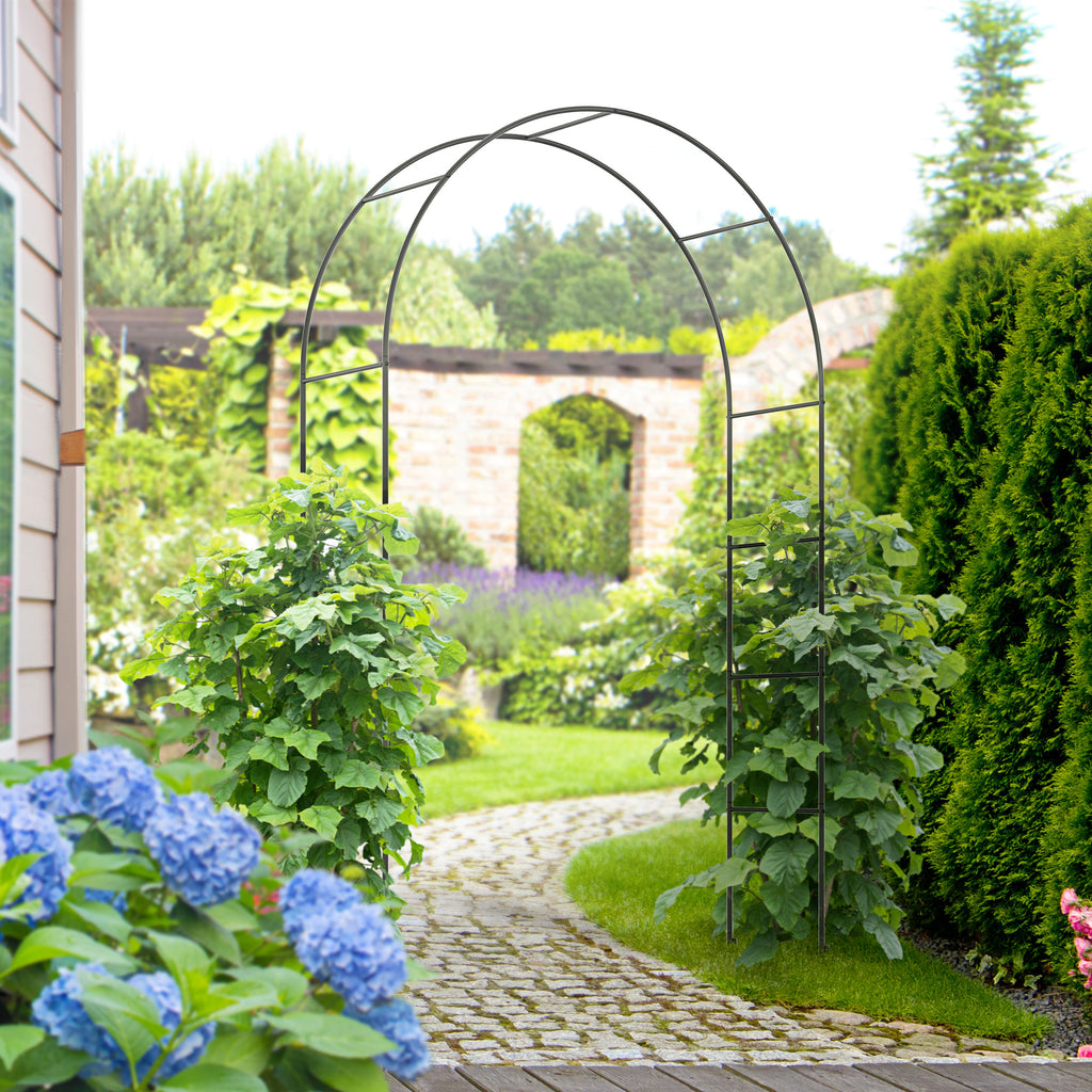 Outsunny Outdoor Garden Arch, Metal Garden Arbor for Climbing Plants