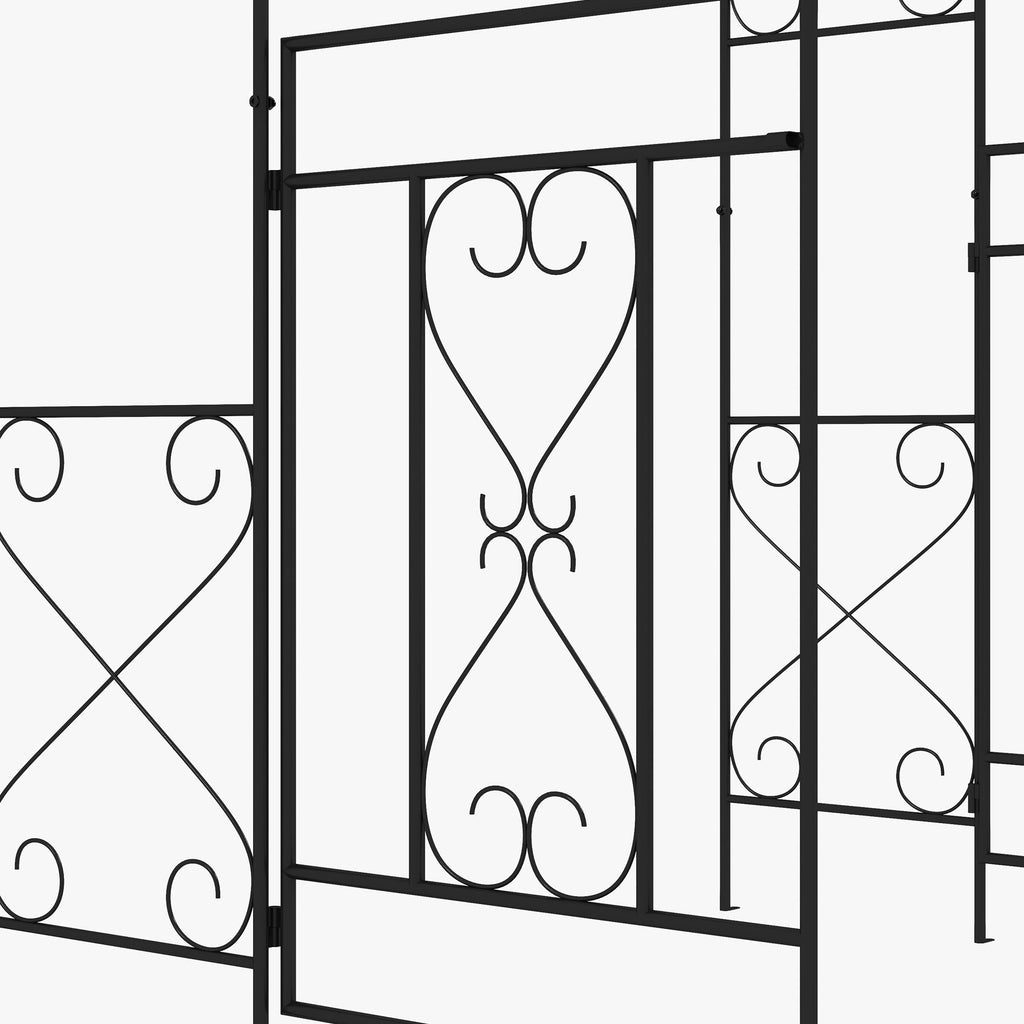 Outsunny Metal Garden Arch with Double Gate, Garden Arbor Climbing Plants
