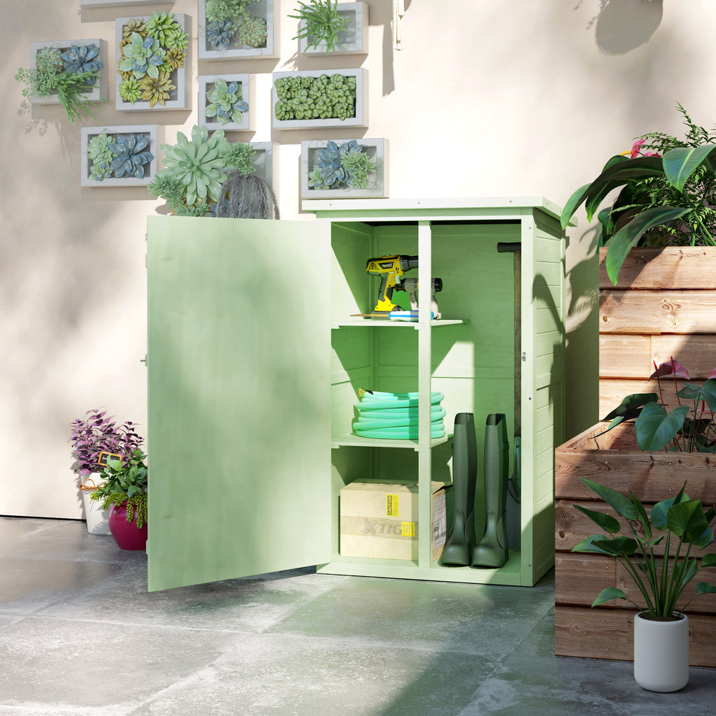 Outsunny Garden Shed Outdoor Tool Storage w/ 2 Shelves 75 x 56 x115cm Green