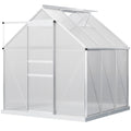 Outsunny Polycarbonate Walk-in Garden Greenhouse w/ Sliding Door Silver Tone