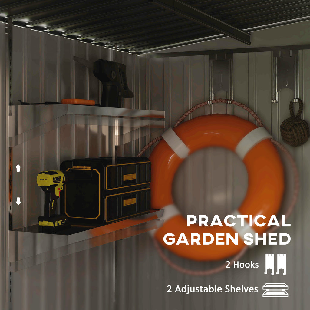 Outsunny 7 x 5FT Garden Shed w/ Foundation Lean to Metal Tool Shed Dark Grey