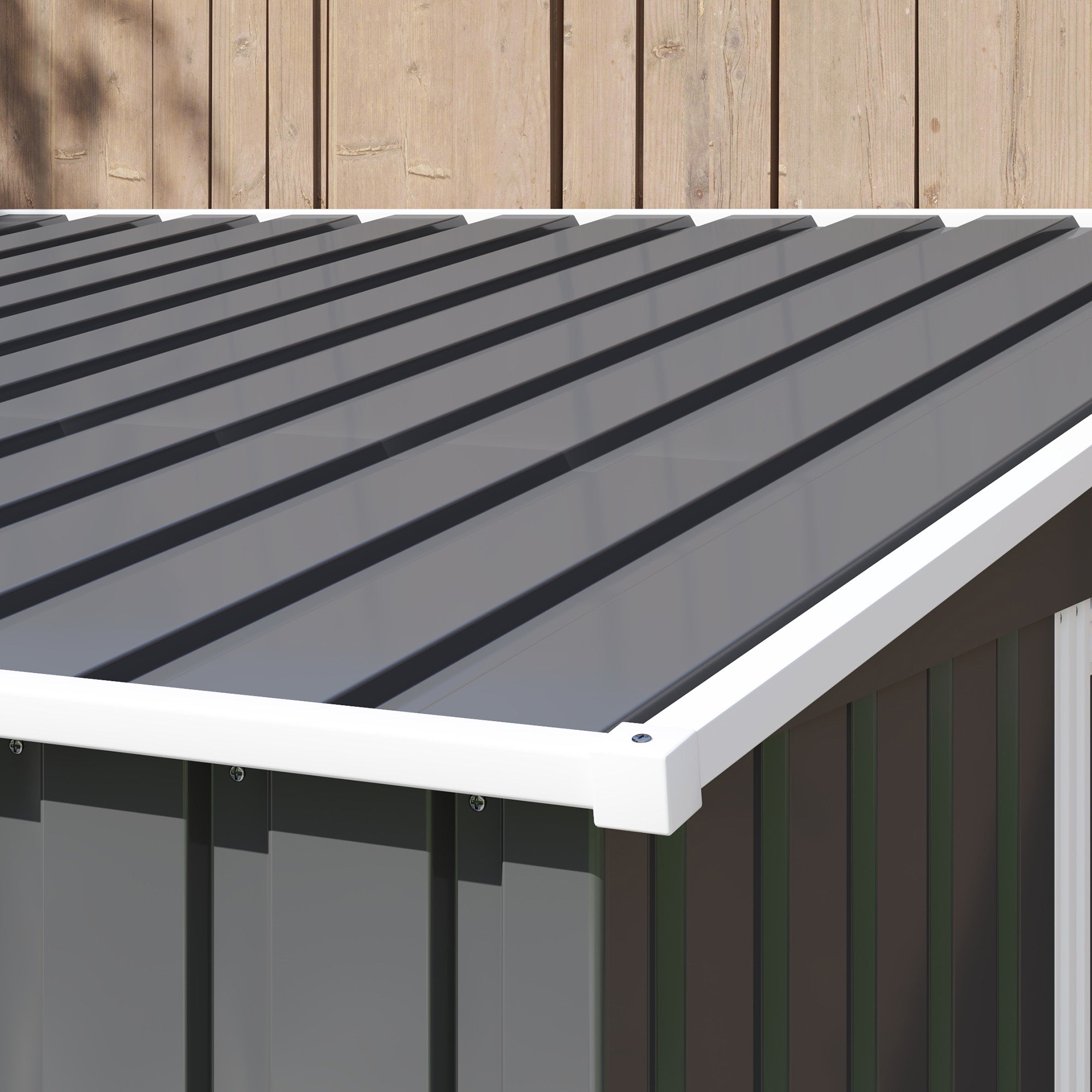 Outsunny 7 x 5FT Garden Shed w/ Foundation Lean to Metal Tool Shed Dark Grey
