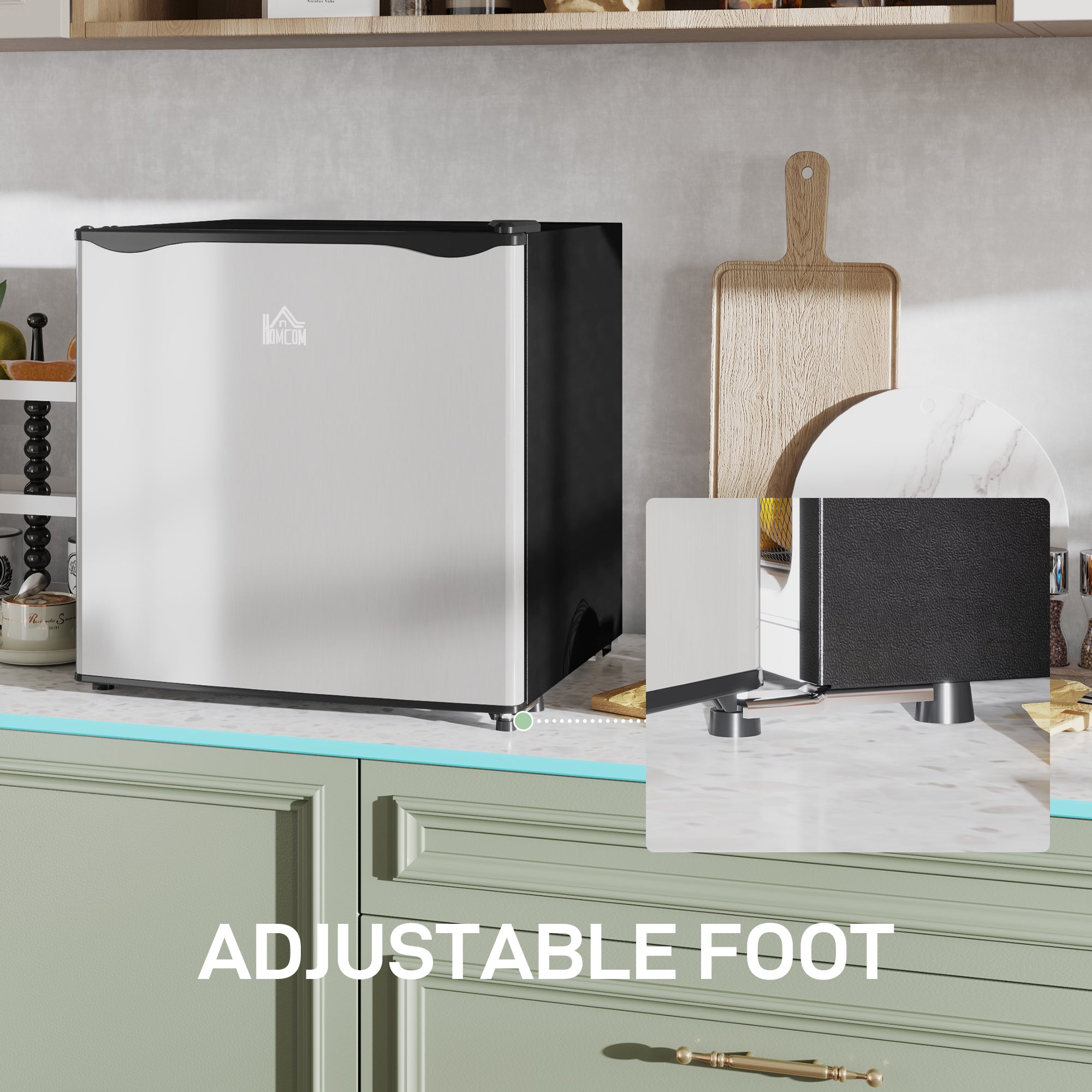 HOMCOM 46L Counter Top Fridge with Chiller Box Mini Fridge for Bedrooms Silver