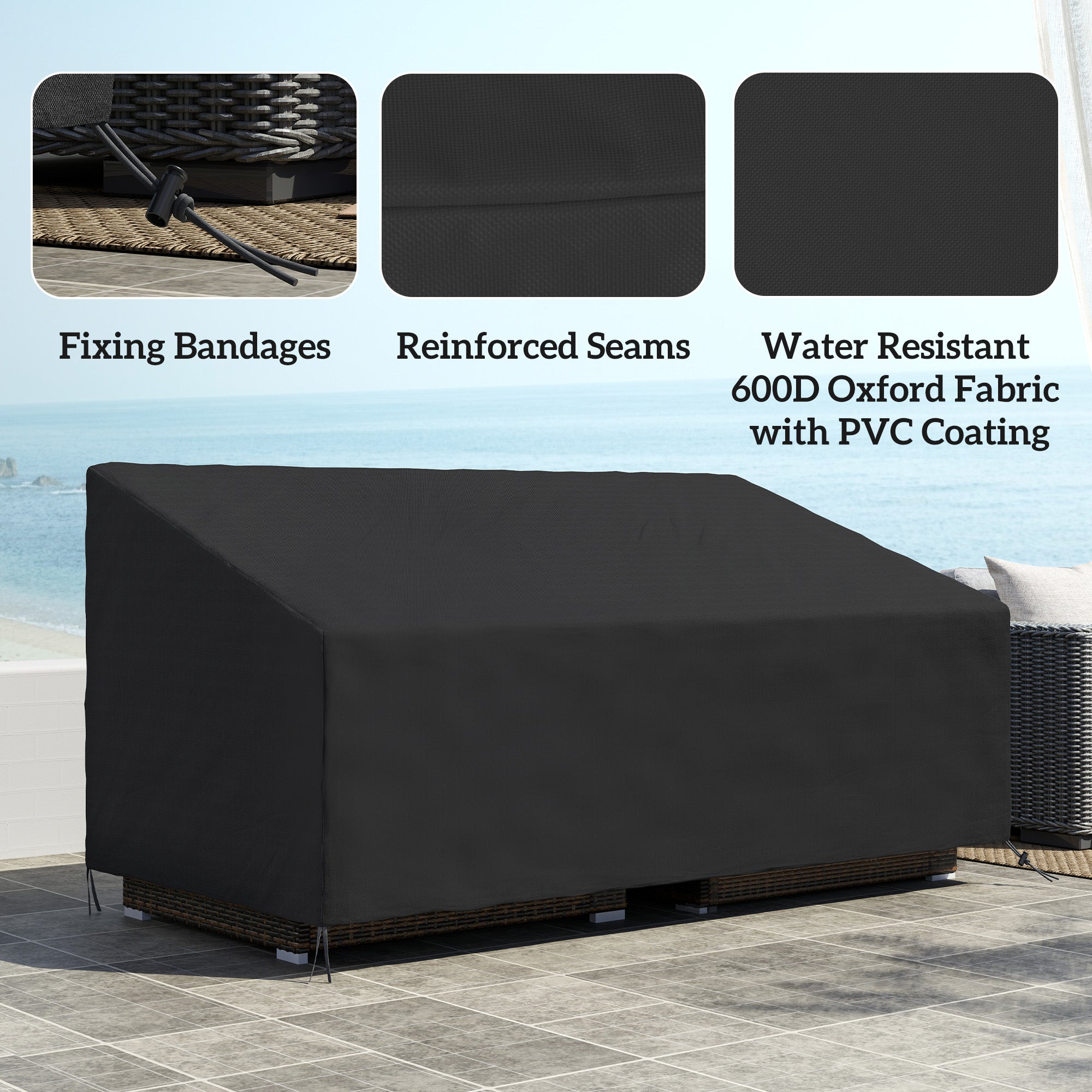 Outsunny 3 Seater Rain Cover Garden Sofa Chair Bench Protector 218x111x101cm