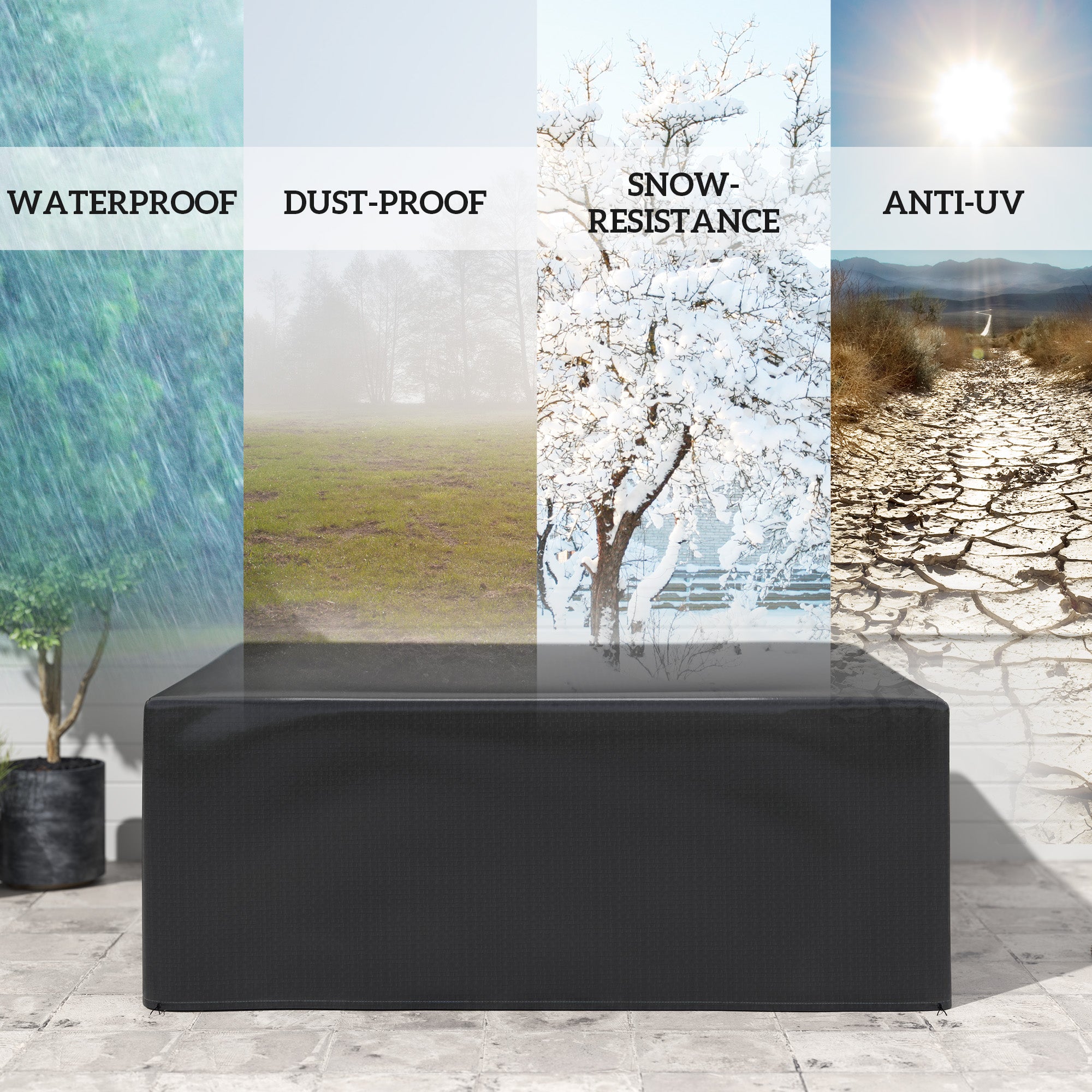 Outsunny 235x190x90cm Large Patio Set Outdoor Garden Furniture Cover Black