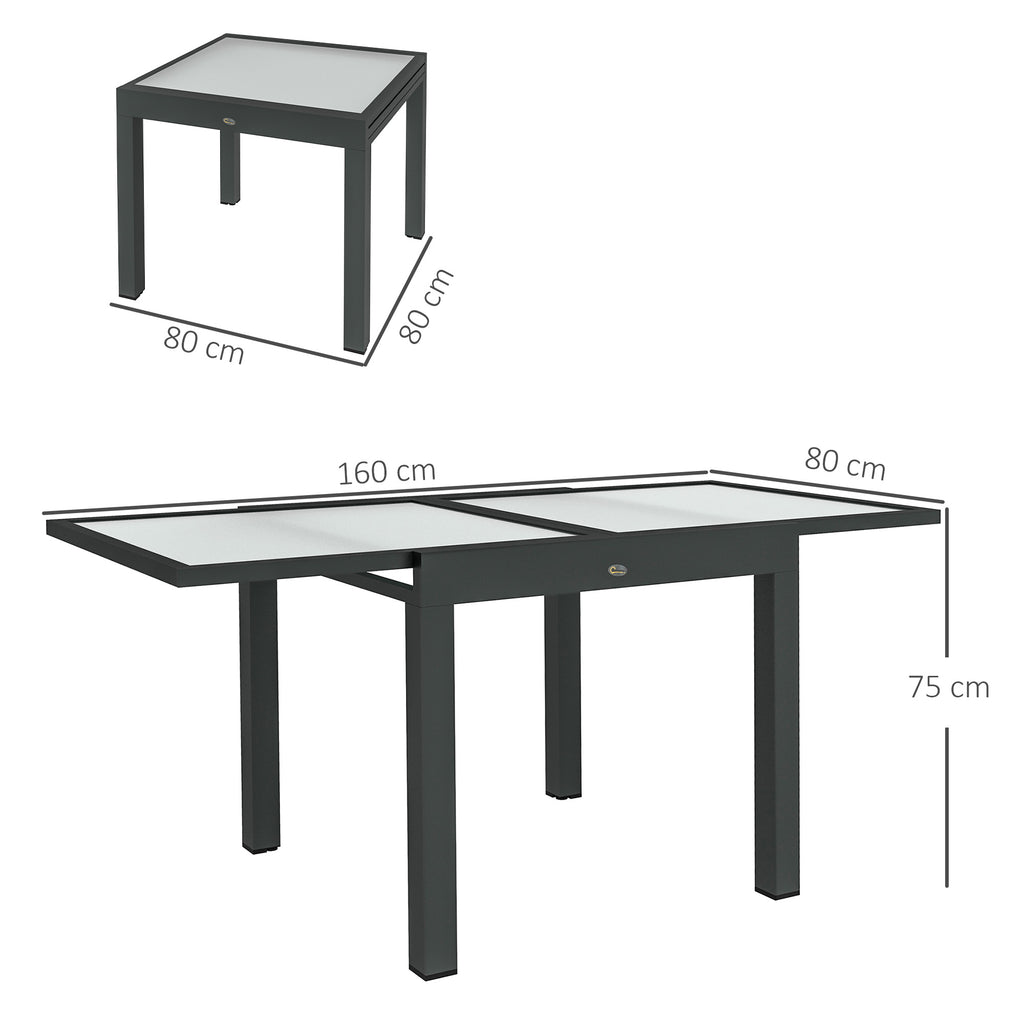 Outsunny Extendable Outdoor Dining Table Patio Table, Clear