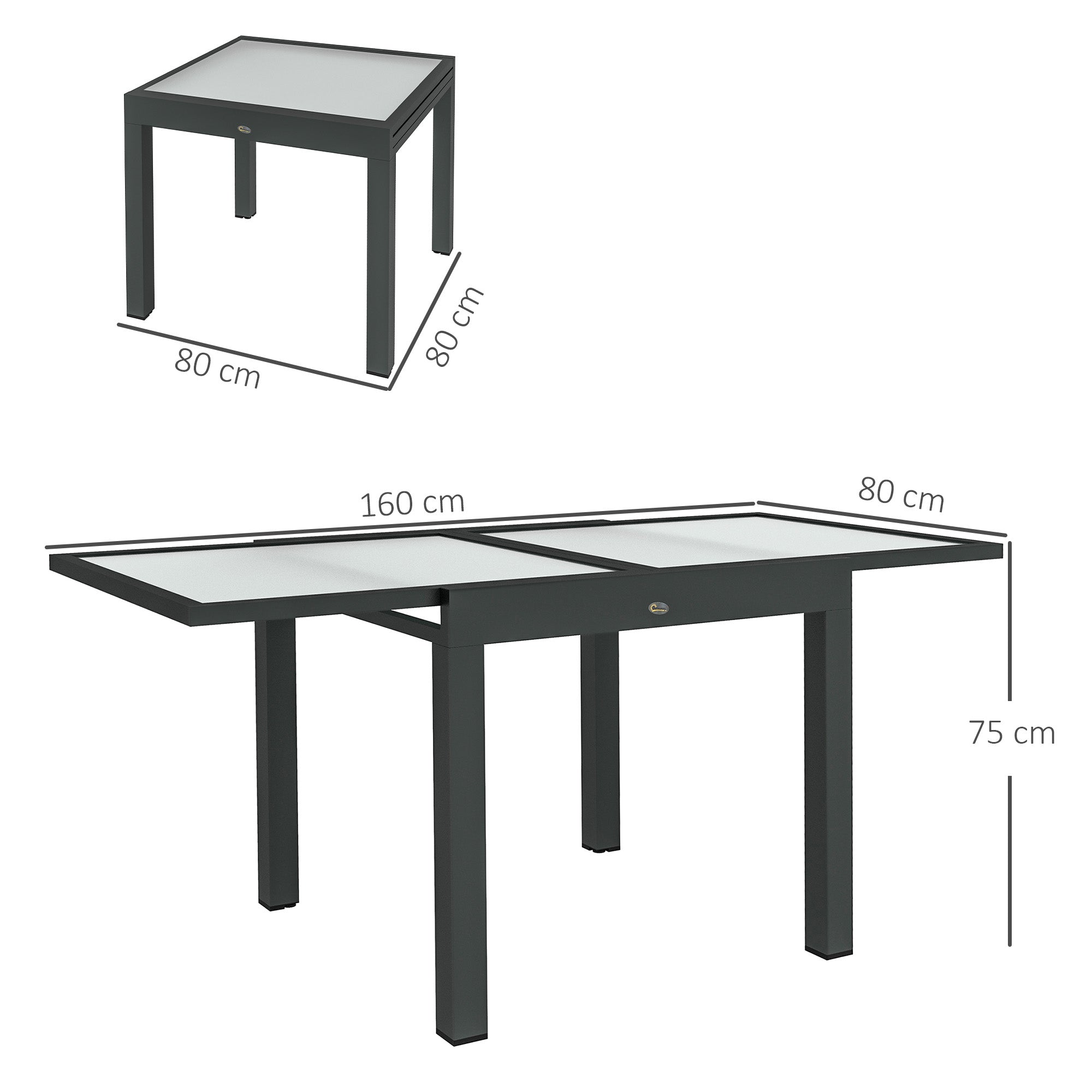 Outsunny Extendable Outdoor Dining Table Patio Table, Clear