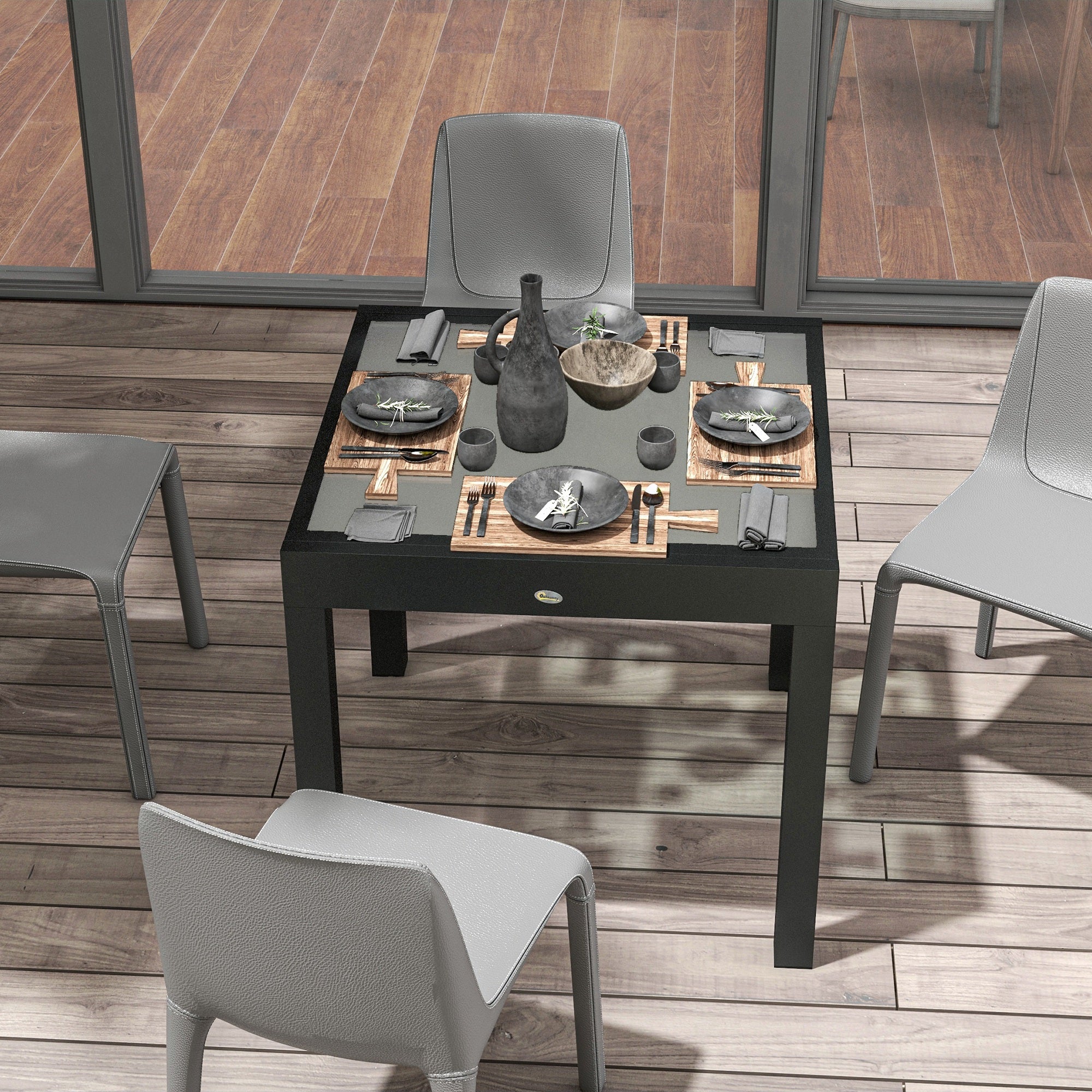 Outsunny Extendable Outdoor Dining Table Patio Table, Clear
