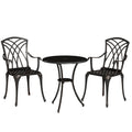 Outsunny 3 PCs Garden Bistro Set Outdoor Garden Furniture Set w/ Umbrella Hole