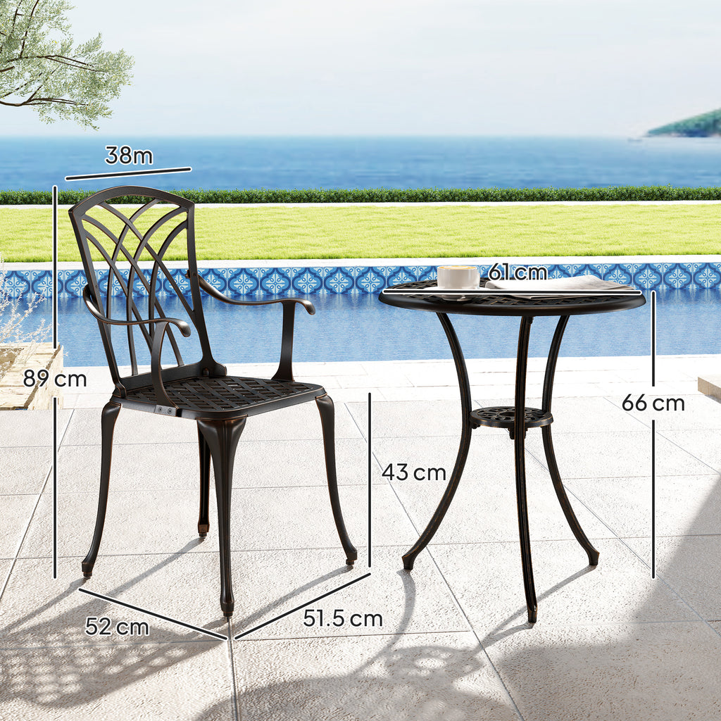 Outsunny 3 PCs Garden Bistro Set Outdoor Garden Furniture Set w/ Umbrella Hole
