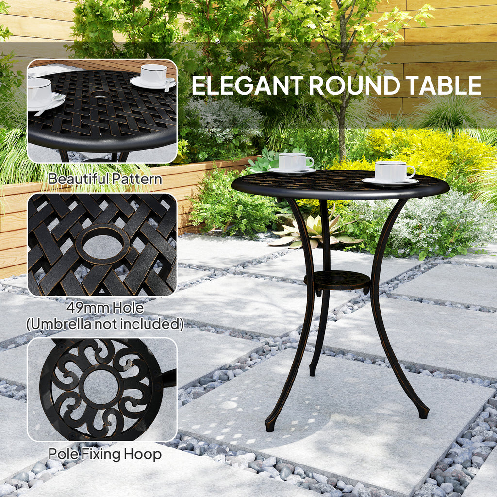 Outsunny 3 PCs Garden Bistro Set Outdoor Garden Furniture Set w/ Umbrella Hole