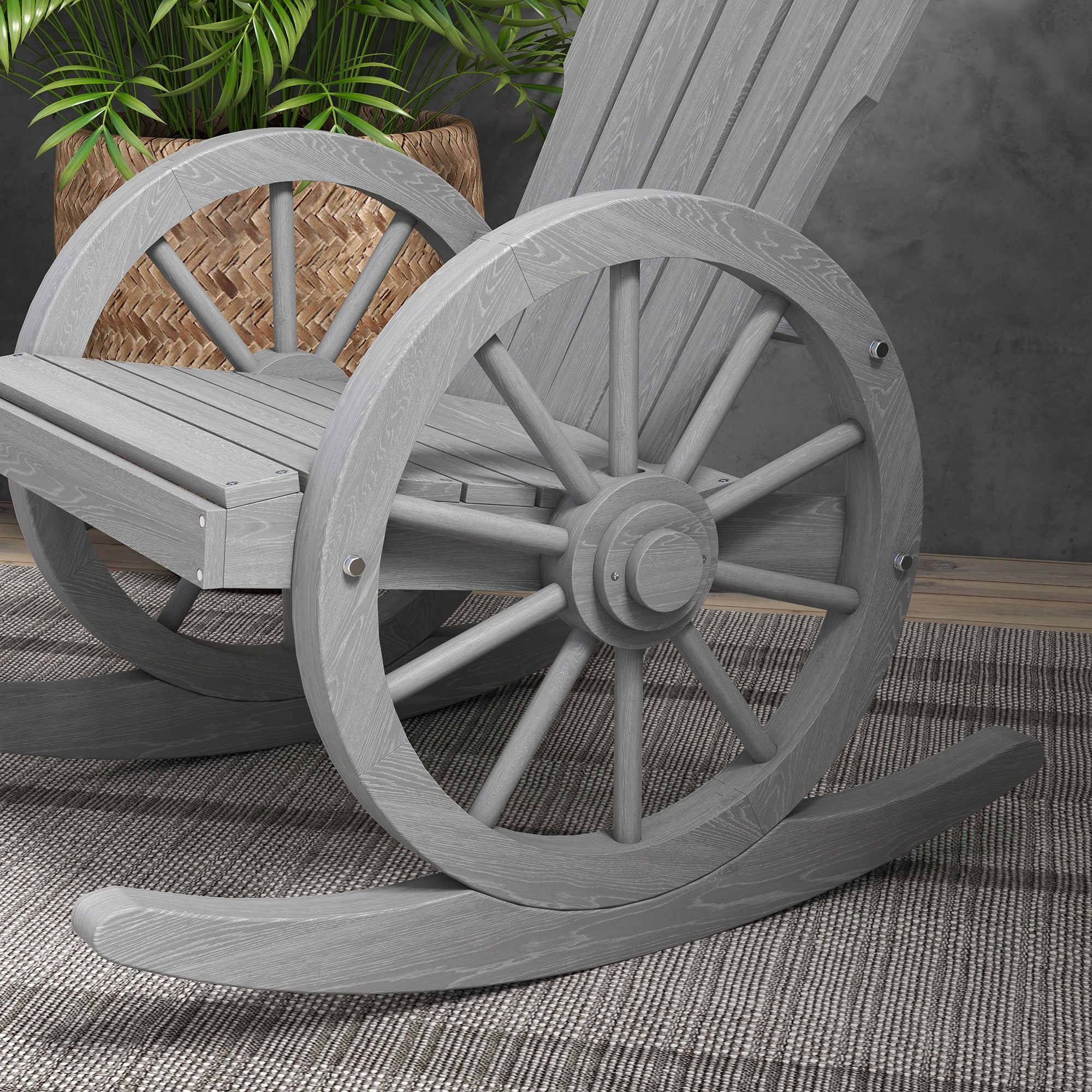Outsunny Adirondack Rocking Chair Porch Poolside Garden Lounging Grey