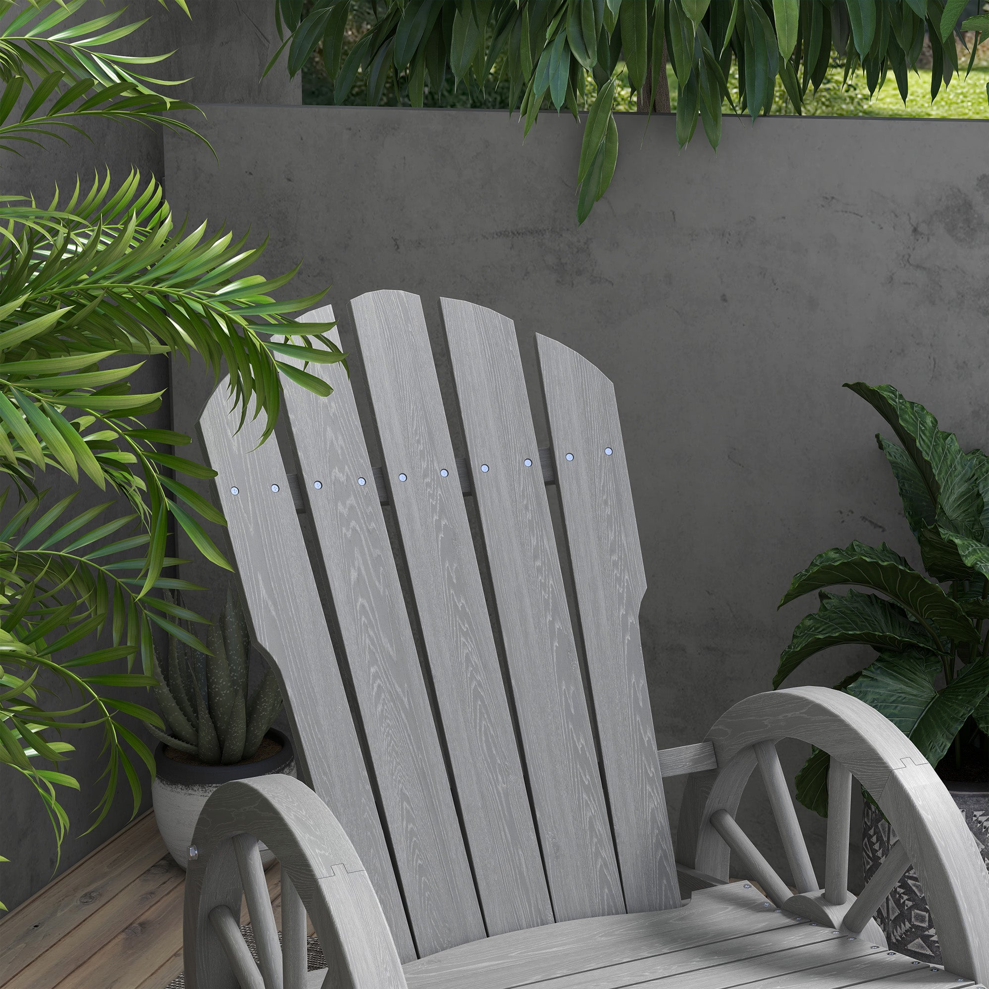 Outsunny Adirondack Rocking Chair Porch Poolside Garden Lounging Grey