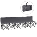 Outsunny 6 Seater Folding Bench Camping Chair with Cup Holder, Charcoal Grey