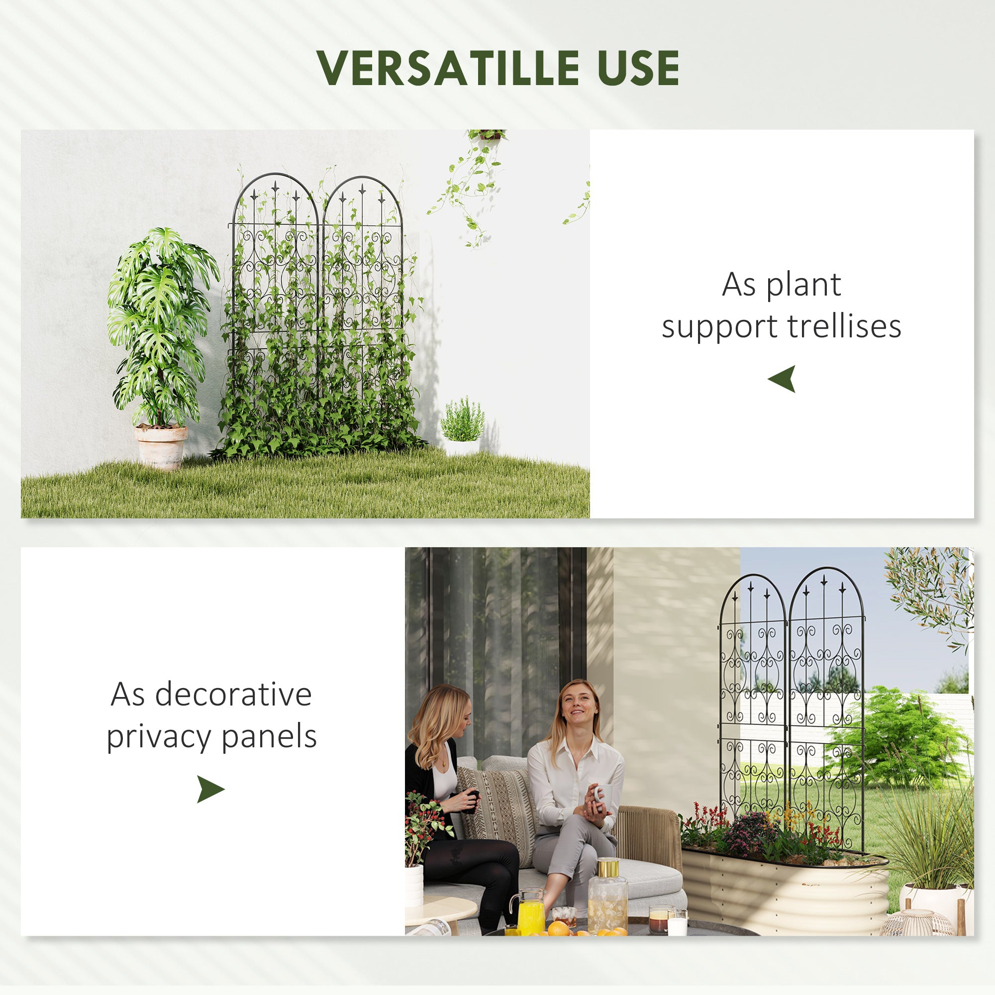 Outsunny Set of 2 Metal Garden Trellis, Outdoor Trellis Panels, 150 x 50 cm