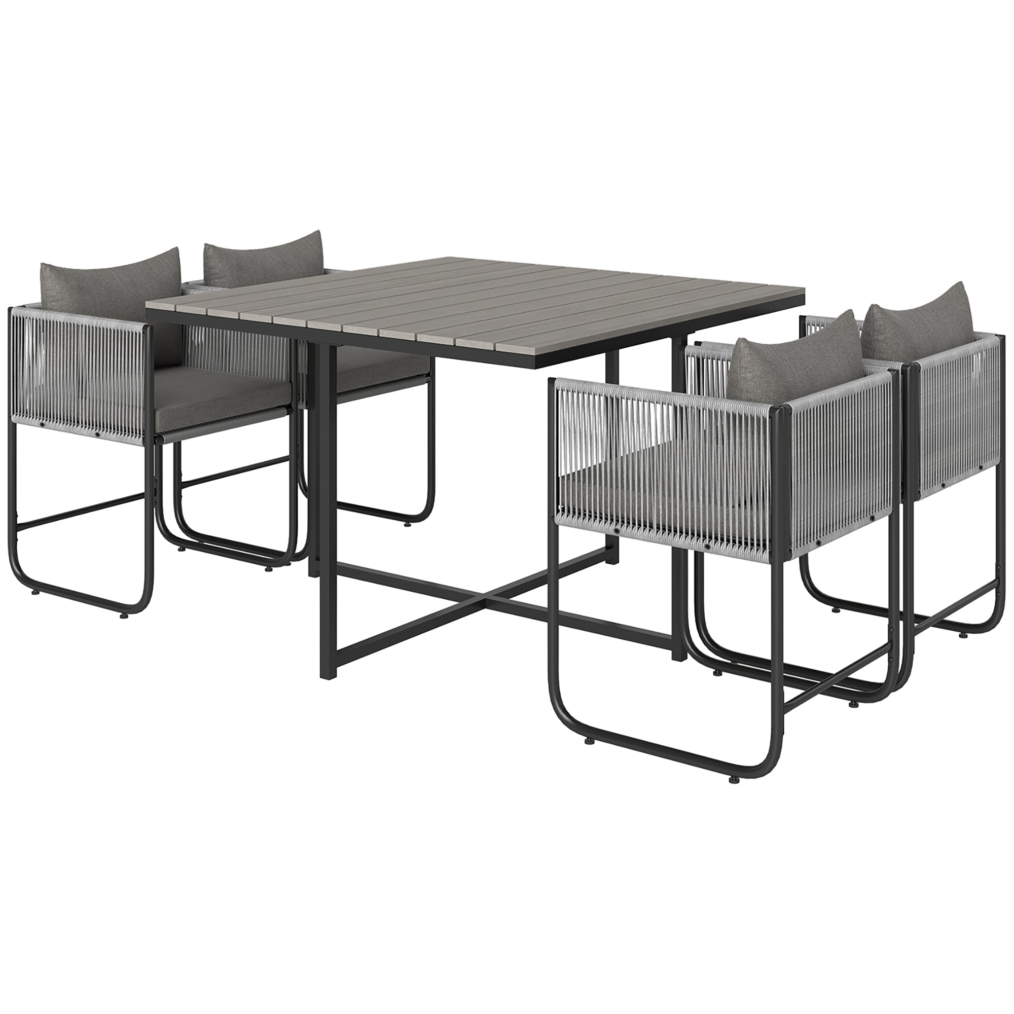Outsunny Rattan Dining Set, Rattan Cube Dining Sets w/ Space-saving Design