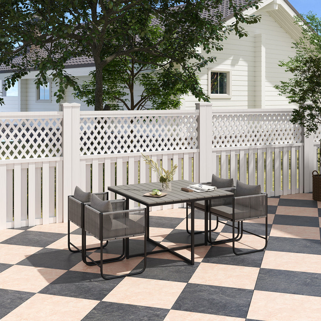Outsunny Rattan Dining Set, Rattan Cube Dining Sets w/ Space-saving Design