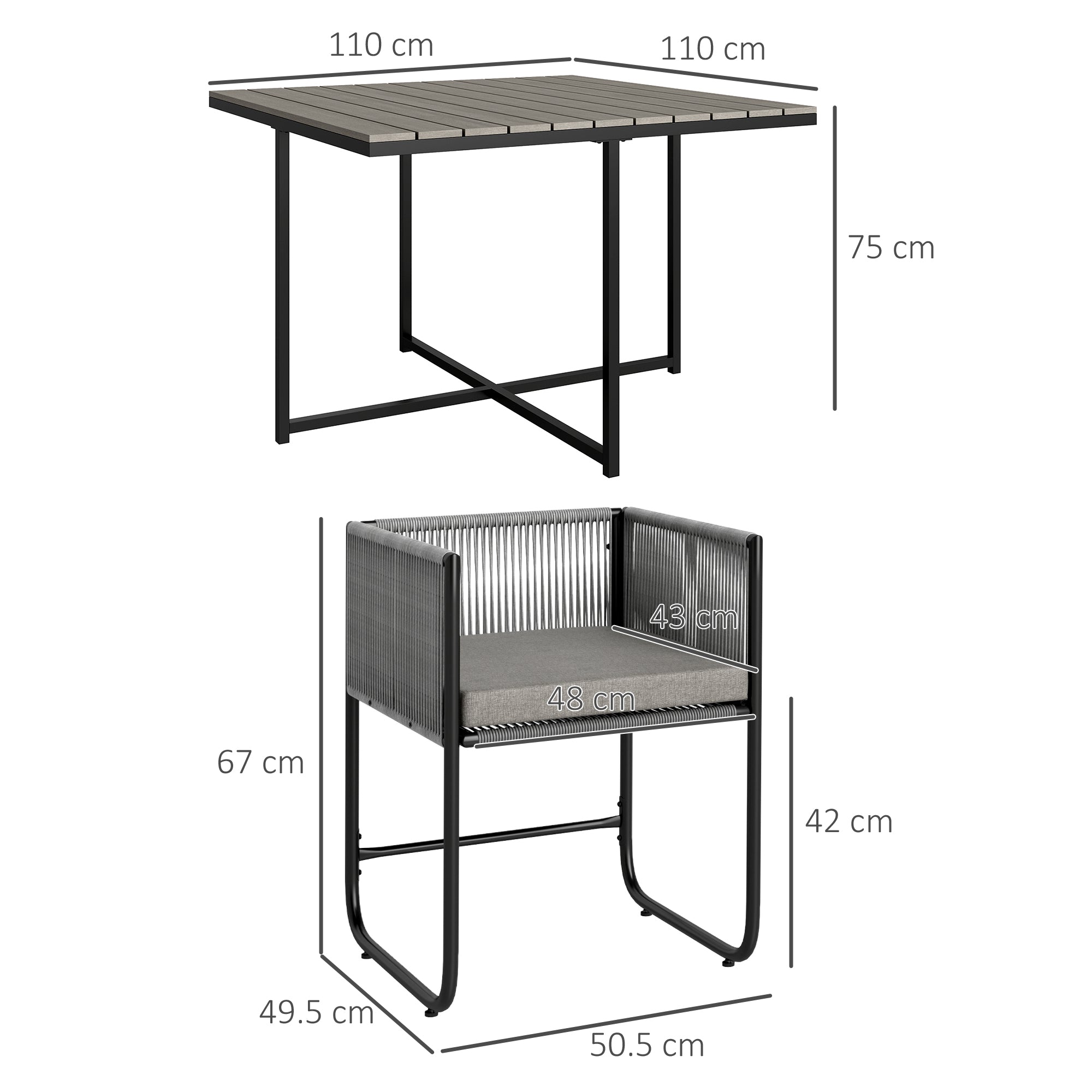 Outsunny Rattan Dining Set, Rattan Cube Dining Sets w/ Space-saving Design