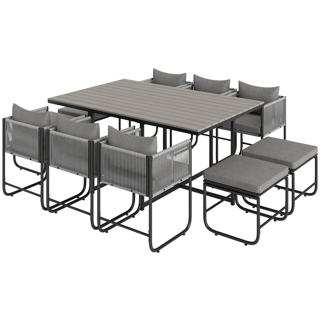 Outsunny Rattan Dining Set, Garden Table & Chair Sets w/ Space-saving Design
