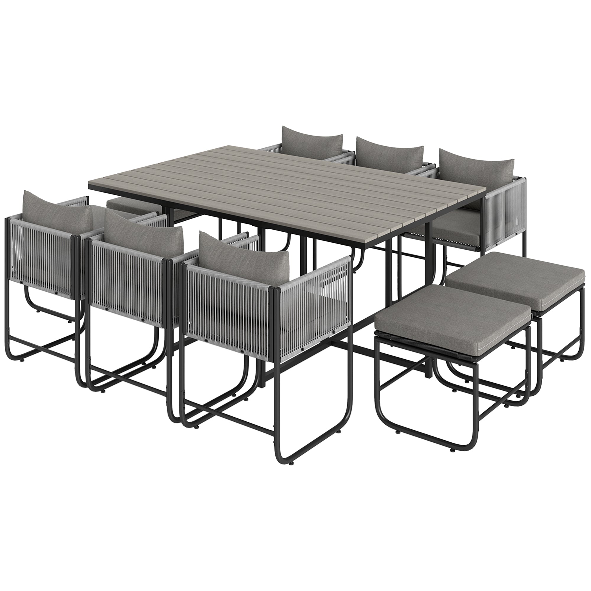 Outsunny Rattan Dining Set, Garden Table & Chair Sets w/ Space-saving Design