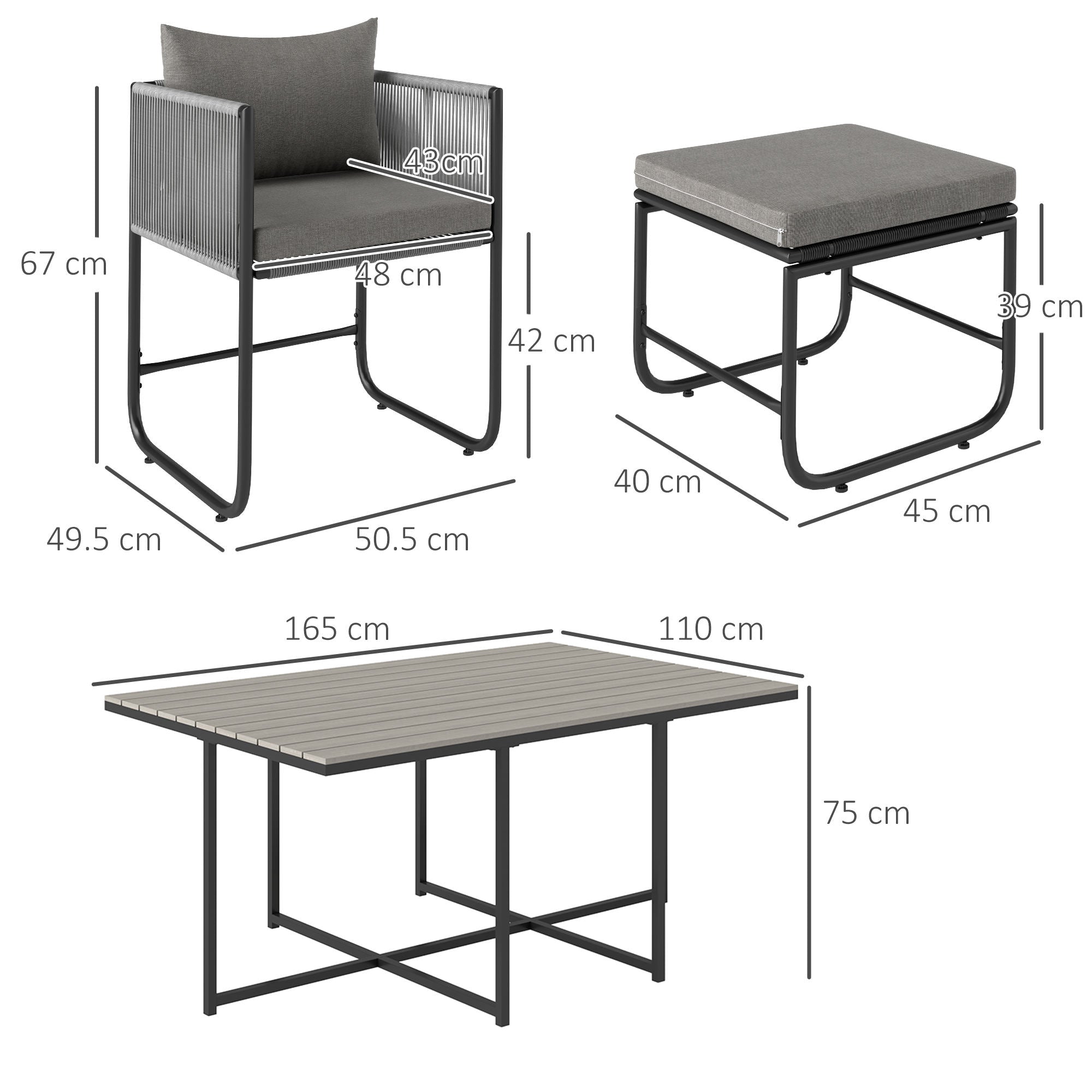 Outsunny Rattan Dining Set, Garden Table & Chair Sets w/ Space-saving Design