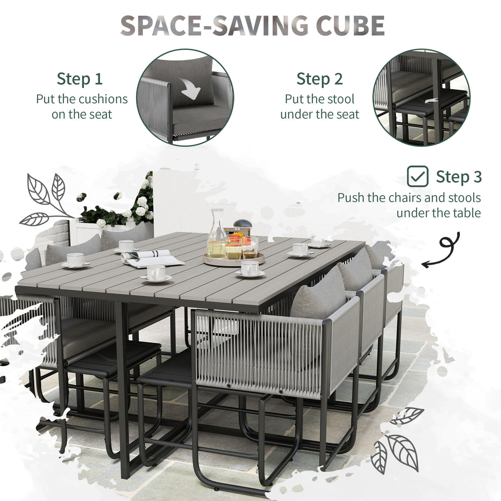 Outsunny Rattan Dining Set, Garden Table & Chair Sets w/ Space-saving Design