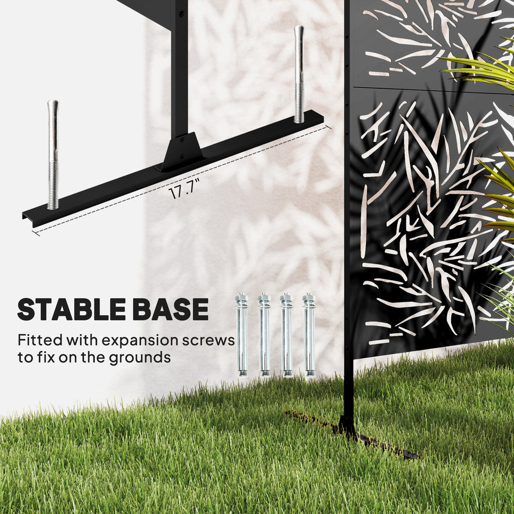 Stylish Black Bamboo Privacy Screen - Outdoor Steel Frame Divider