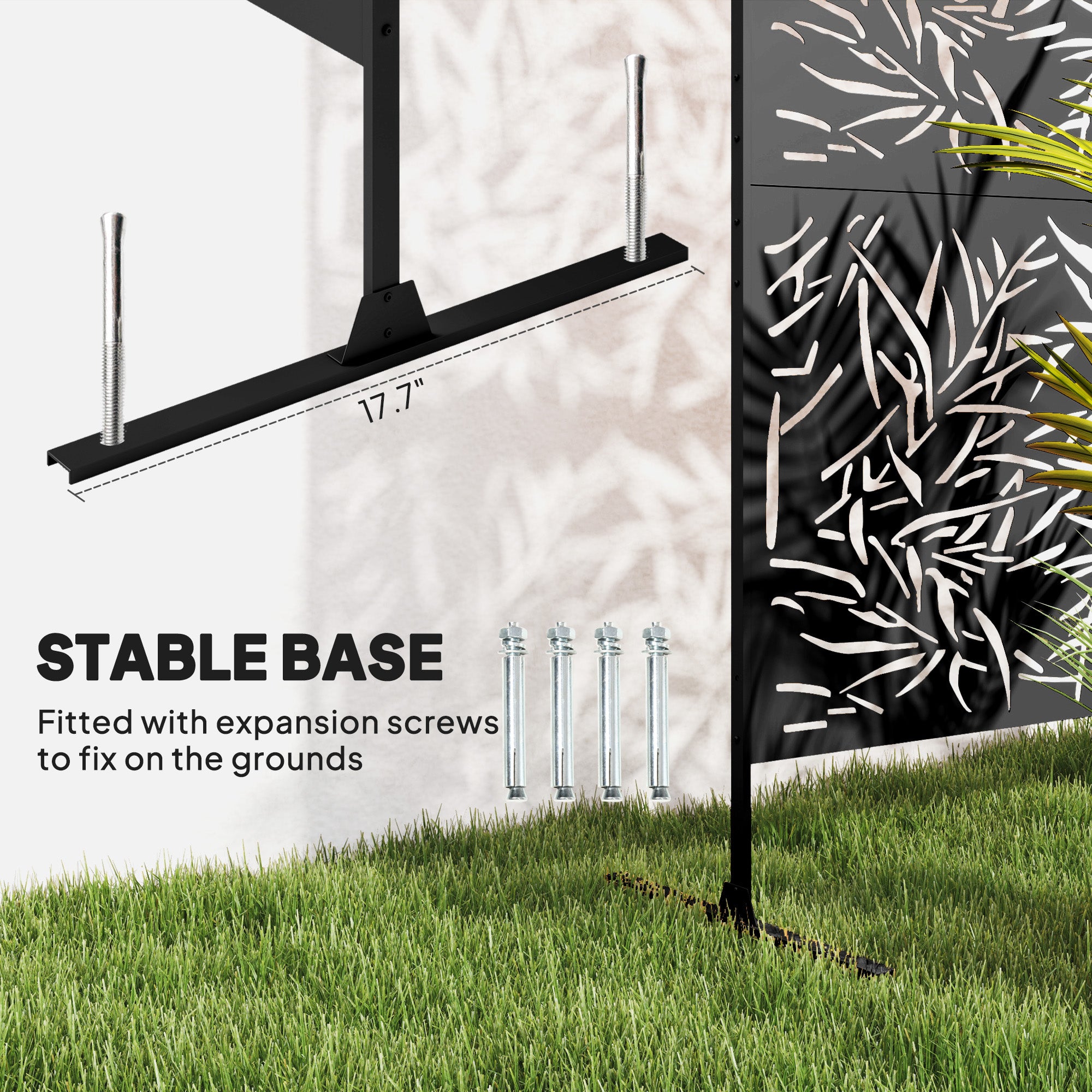 Stylish Black Bamboo Privacy Screen - Outdoor Steel Frame Divider