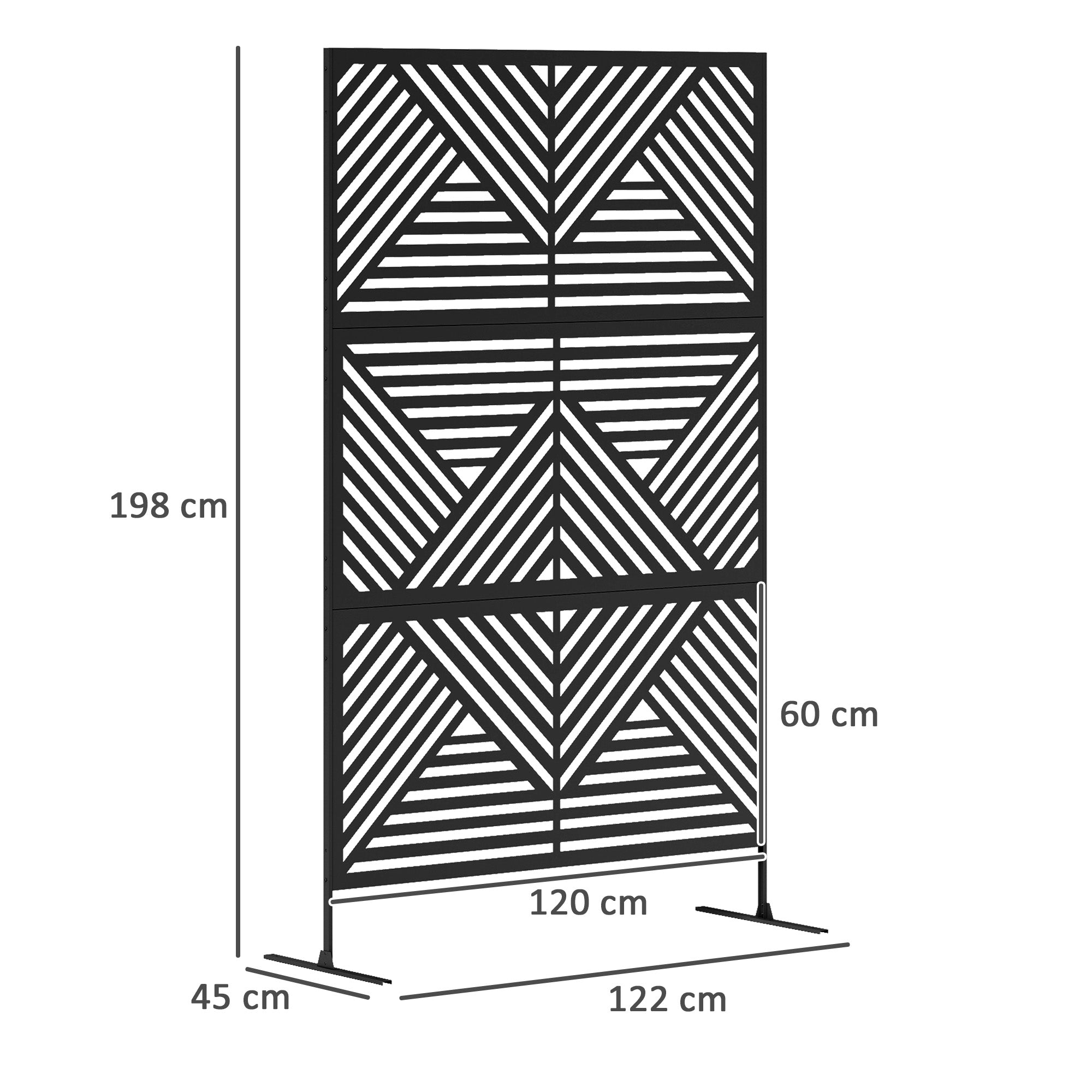 Outsunny Decorative Outdoor Divider Privacy Panel with Stand, Rhombus Black