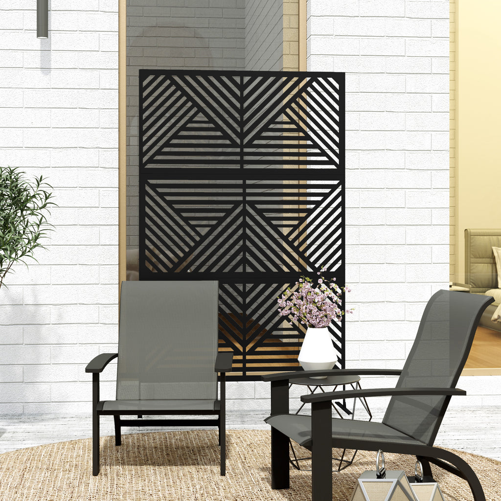 Outsunny Decorative Outdoor Divider Privacy Panel with Stand, Rhombus Black