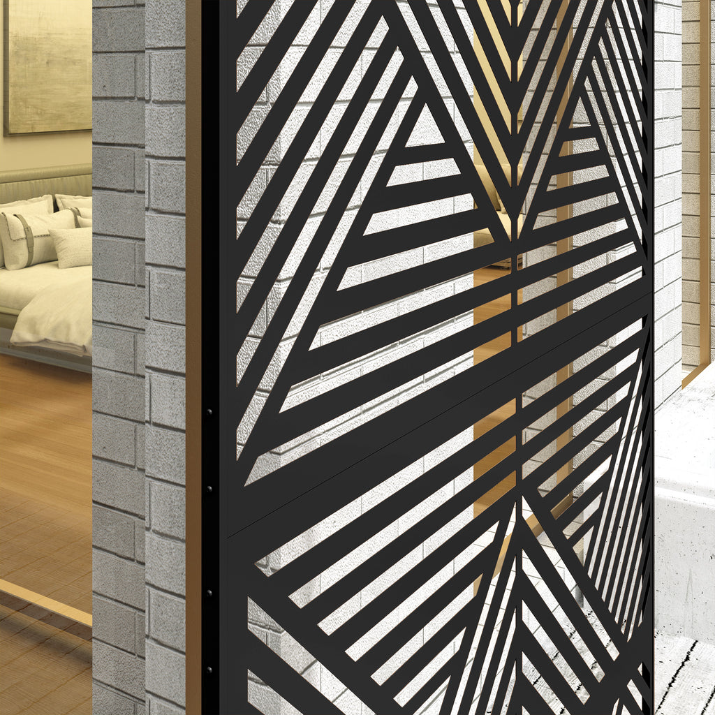 Outsunny Decorative Outdoor Divider Privacy Panel with Stand, Rhombus Black