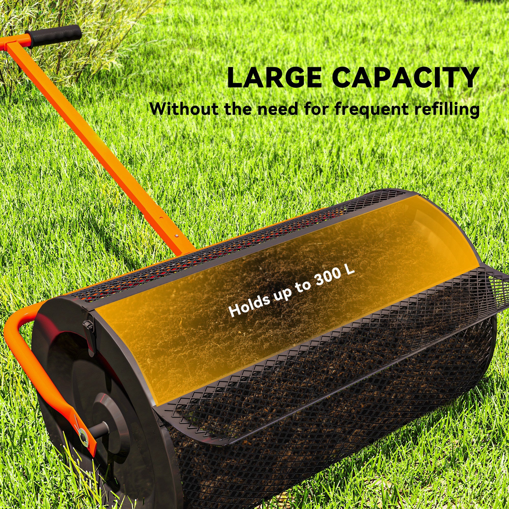 Outsunny Compost Spreader, 24" Garden Spreader w/ Height Adjustable Handle