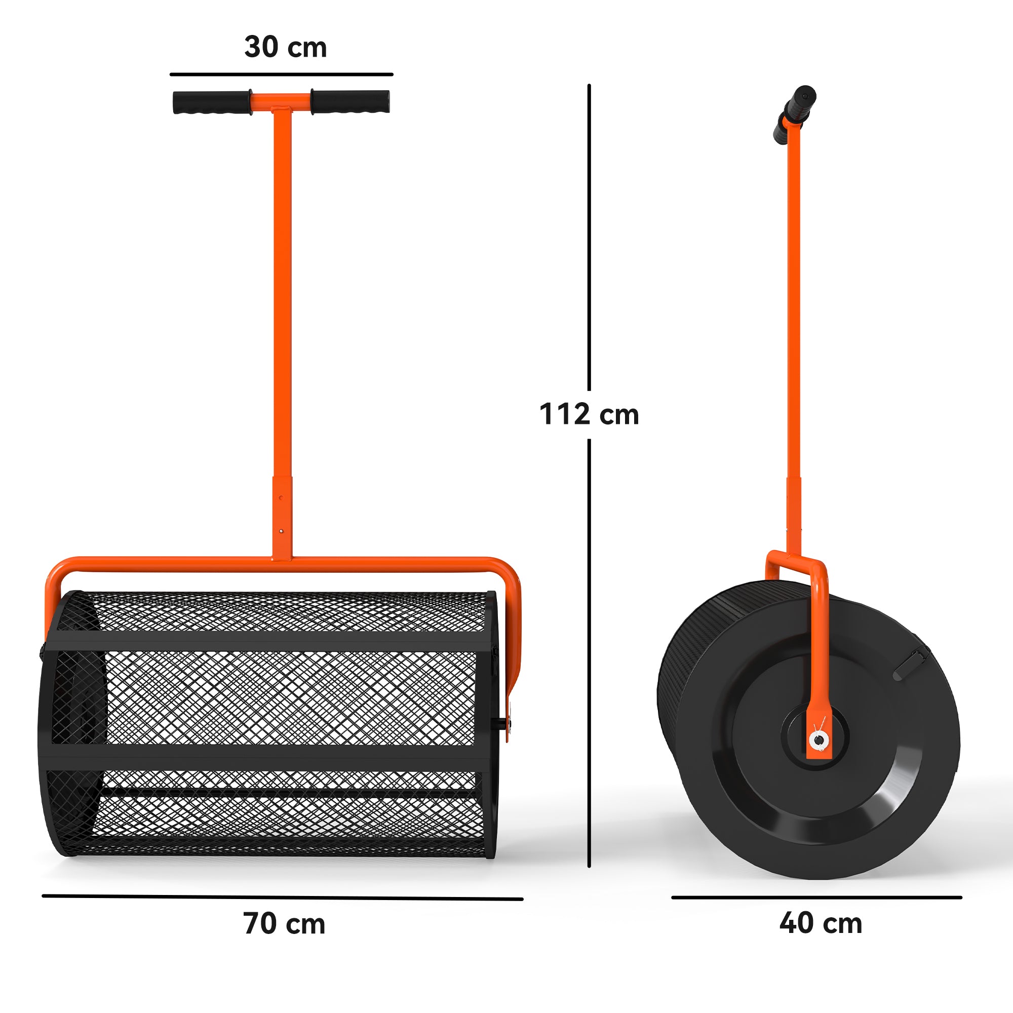 Outsunny Compost Spreader, 24" Garden Spreader w/ Height Adjustable Handle