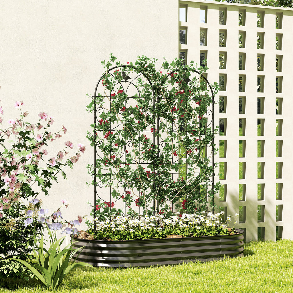 Outsunny Set of 2 Metal Garden Trellis, Outdoor Trellis Panels, 150 x 50cm