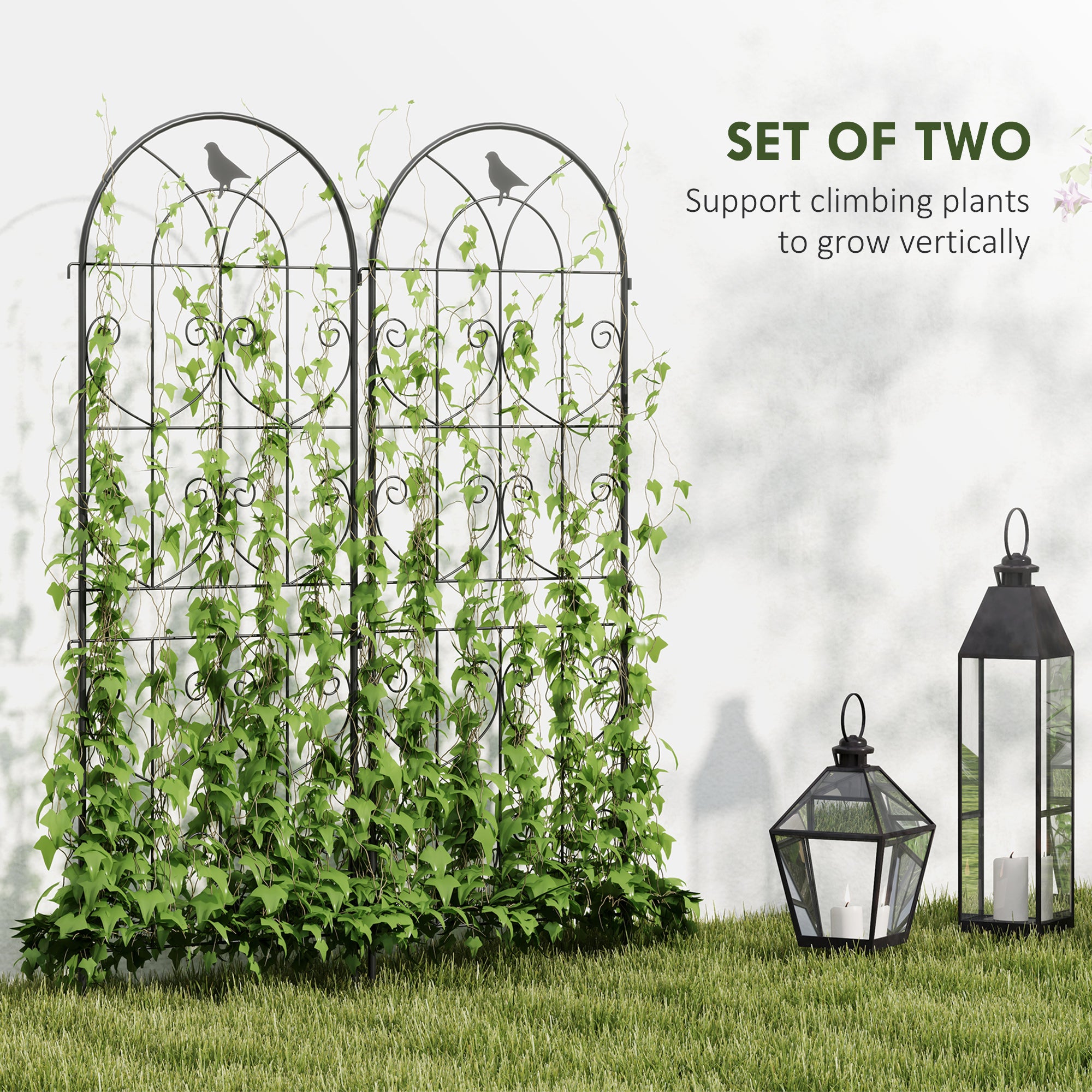 Outsunny Set of 2 Metal Garden Trellis, Outdoor Trellis Panels, 150 x 50cm