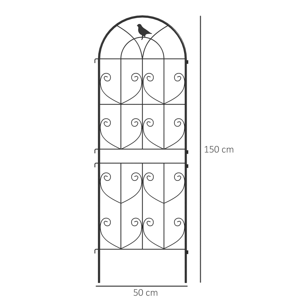 Outsunny Set of 2 Metal Garden Trellis, Outdoor Trellis Panels, 150 x 50cm