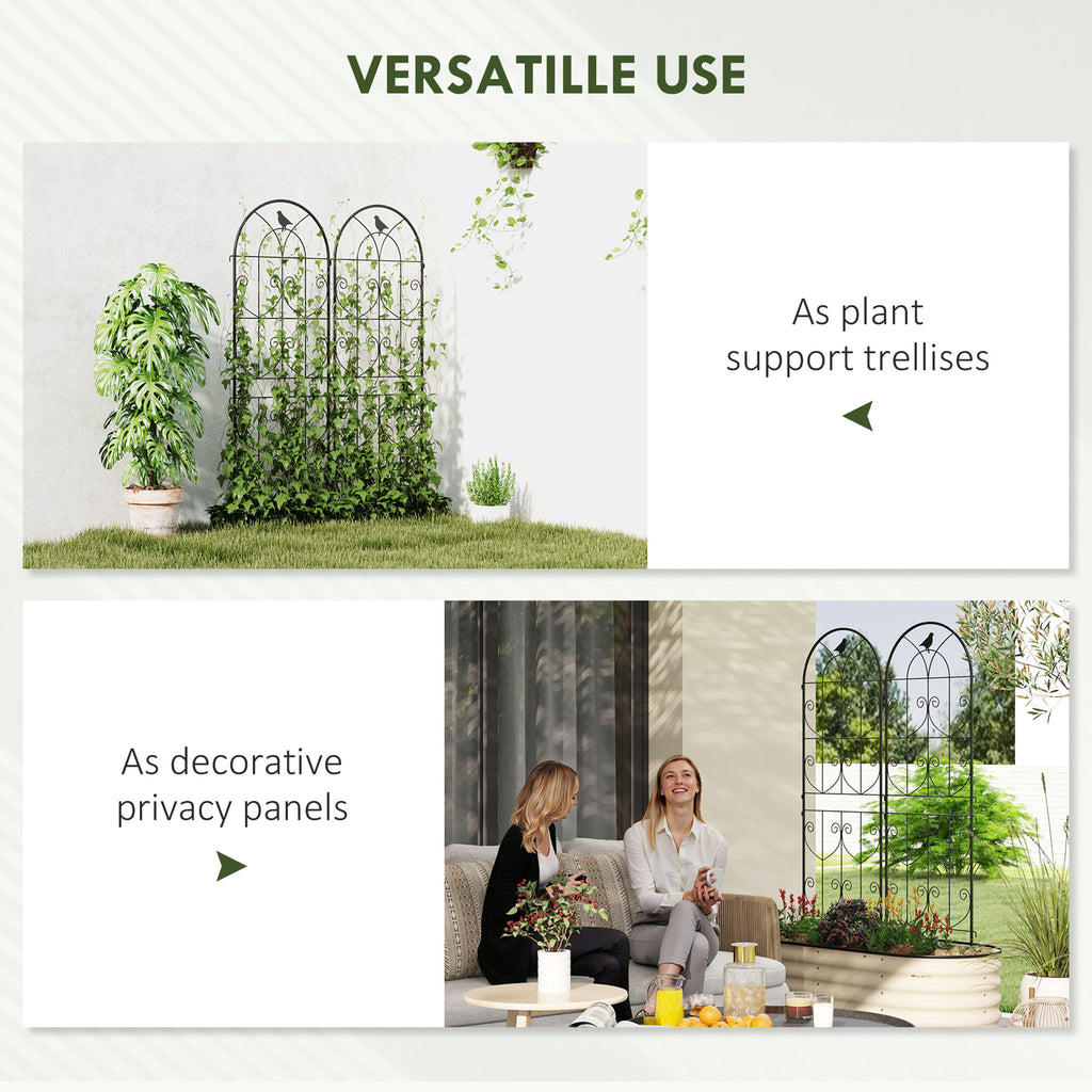 Outsunny Set of 2 Metal Garden Trellis, Outdoor Trellis Panels, 150 x 50cm