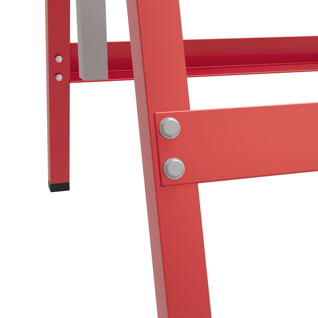 HOMCOM Set Of 2 Steel Saw Horses Telescopic Builders Work Bench Folding Red