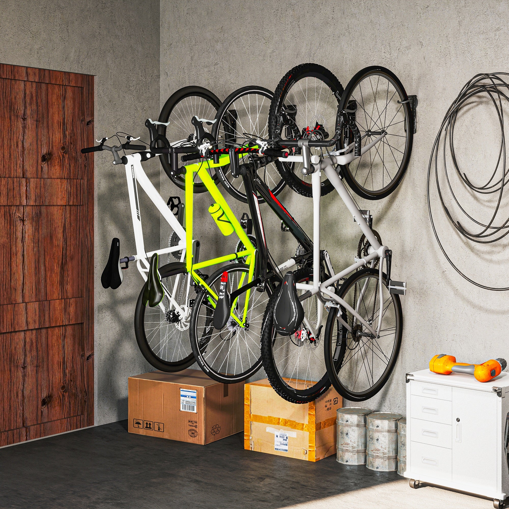 SPORTNOW 4 Pack Bike Rack, Wall Mounted Bike Hooks for Garage
