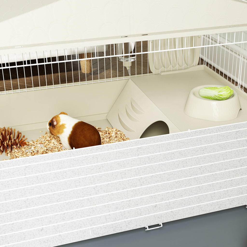PawHut Small Animal Cage, Guinea Pig Cage with Removable Pet Playpen, Beige