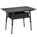 Outsunny Folding Camping Table with Adjustable Height, Storage Basket, Black