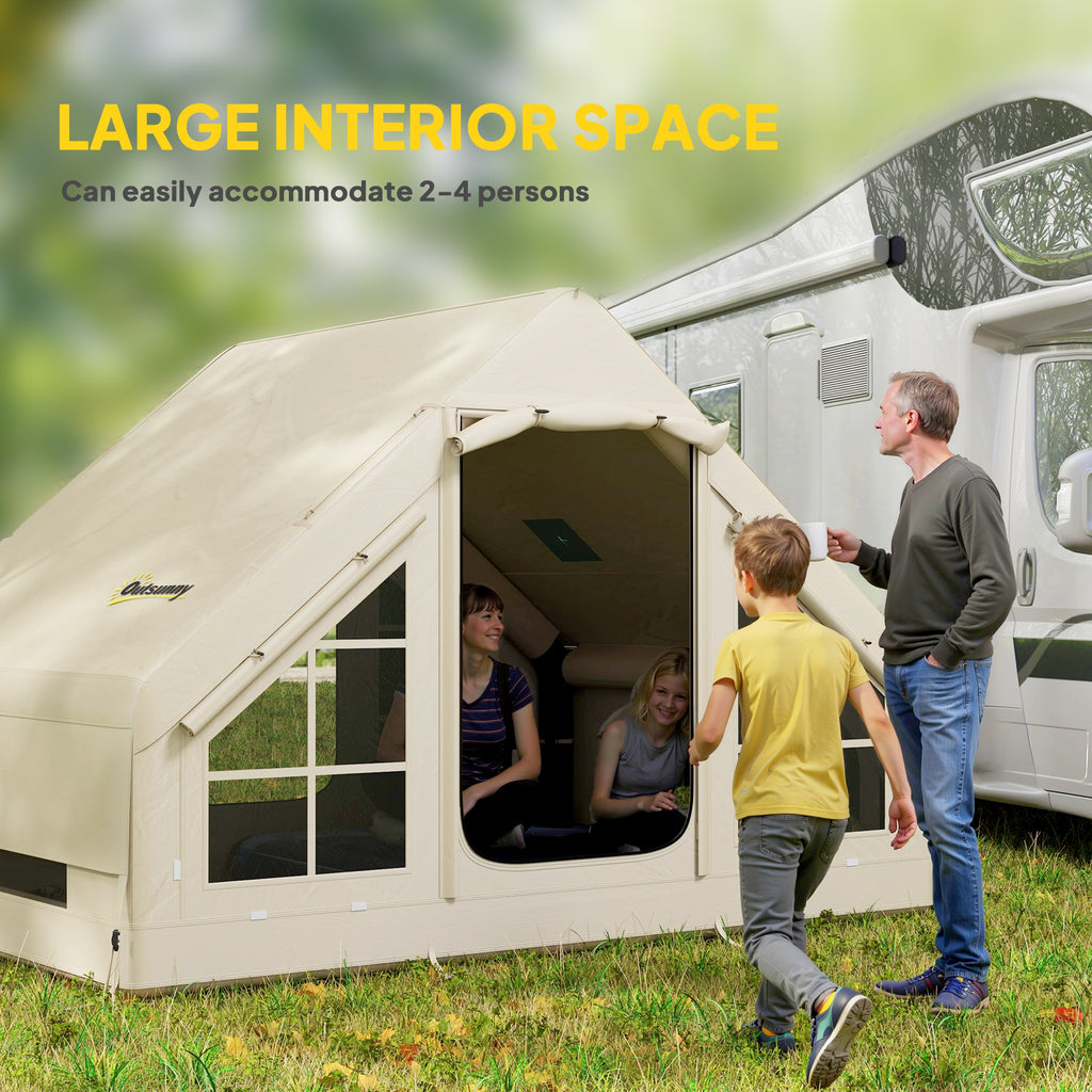 Outsunny Inflatable Camping Tent with Pump, 2-4 Person Glamping Tent