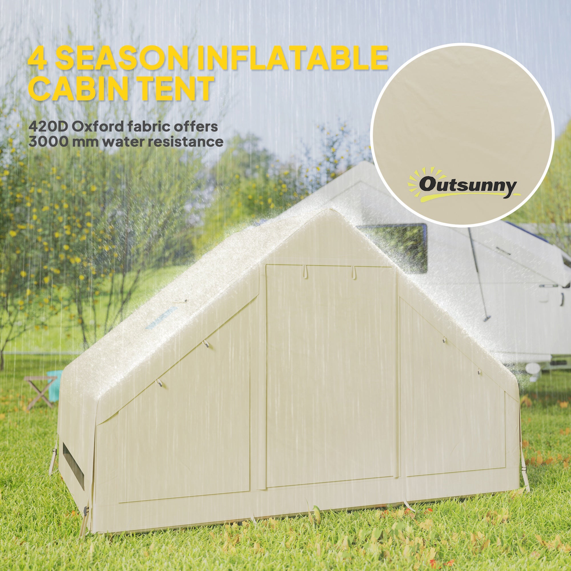 Outsunny Inflatable Camping Tent with Pump, 2-4 Person Glamping Tent